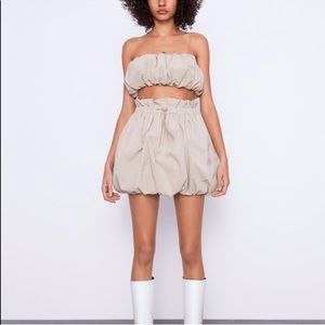 ZARA Voluminous Taupe Mini Skirt